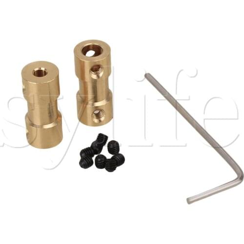 3mm to 5mm Brass Joint Motor Shaft Coupling Adapter Connector For RC Aircraft With Screws and Allen Wrench Pack of 2