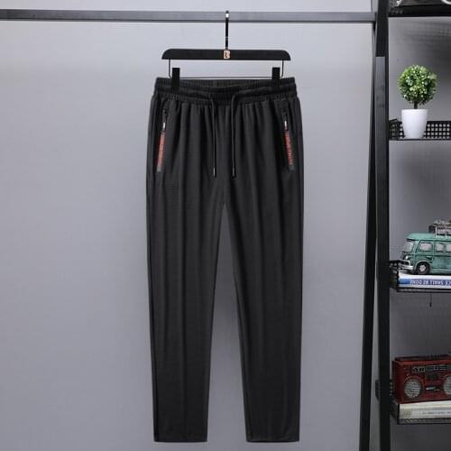 Summer MenS Mesh Ice Sports Pants Korean Casual Straight Tube Simple Versatile Breathable Fitness Trousers Big Size M-9XL