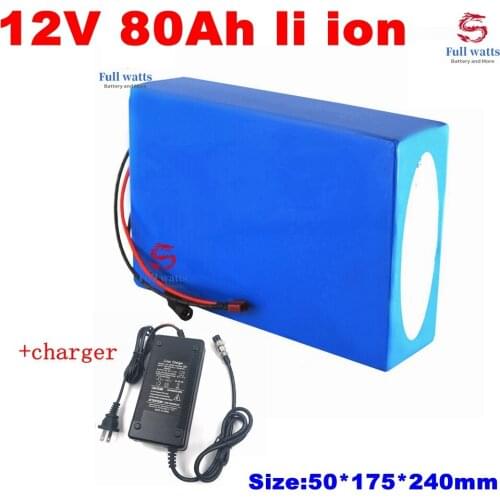 12v 80ah lithium ion battery 18650 BMS 3S li ion for golf cart light Solar energy Inverter speaker traffic sign +10A charger
