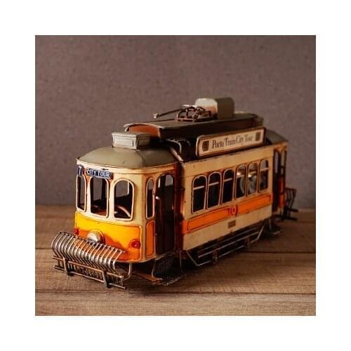 Iron tram model industrial style soft ornament decoration American LOFT cafe bakery bookcase display Birthday present, gift