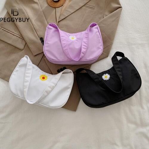 Fashion Exquisite Shopping Bag Korean Daisy Pattern Girls Shoulder Hobo Nylon Women Small Underarm Purse Bagsa