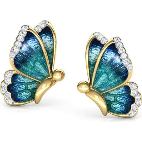 Fashion Luxury Female Cute Butterfly Stud Earrings Rhinestone Wild Animal earrings Women Birthday Party Jewelry for girls