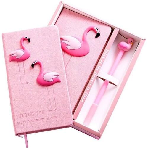 Cartoon Pink Flamingo Notebook Gift Box for Wedding Party Note Book with Pen Student Friend Gift Christmas
