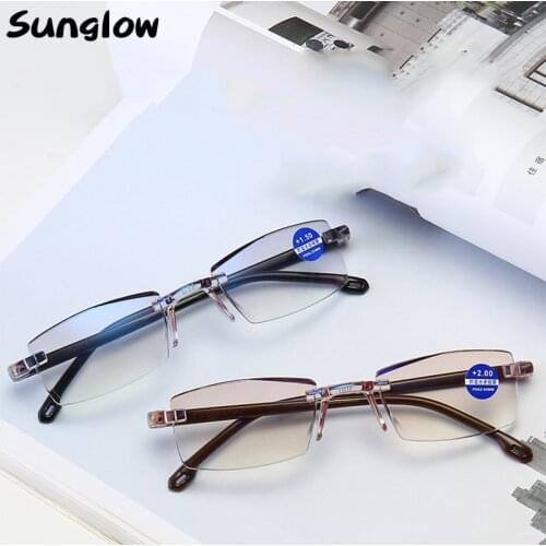2021 Man Prescription Glasses,Anti Blue Light Reading Glasses Women,Rimless Computer Lenses,Diopter +1.0 1.5 2.0 2.5 3.0 3.5 4.0