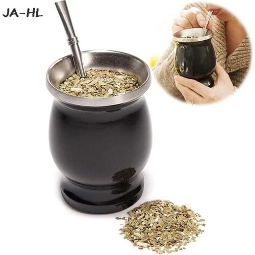 Yerba Mate Gourd Set 230ML Double-Wall Stainless Steel Mate Tea Cup and Bombilla Set