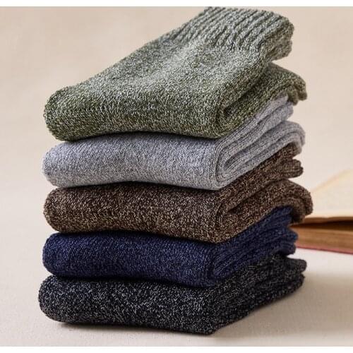 5Pairs/Set 2021 New Winter Warm Men Socks Thick Warm Wool Socks Vintage Christmas Socks Colorful Socks Gift Free Size 21 Styles