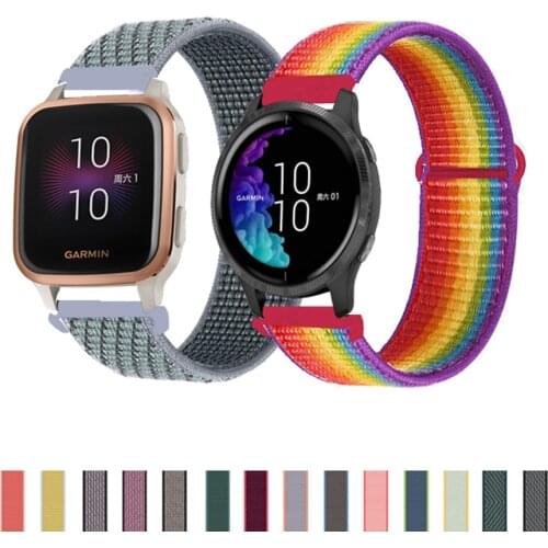 New Sport Nylon Loop Band Wrist for Garmin Venu SQ Strap for Forerunner 245 645 Vivoactive 3 trainer music strap loop 20mm 22mm