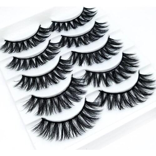 New 5 pairs Handmade 3d mink lashes long thick False Eyelashes Cross Messy Dense Natural Eye Lashes Stage Makeup False Eyelashes