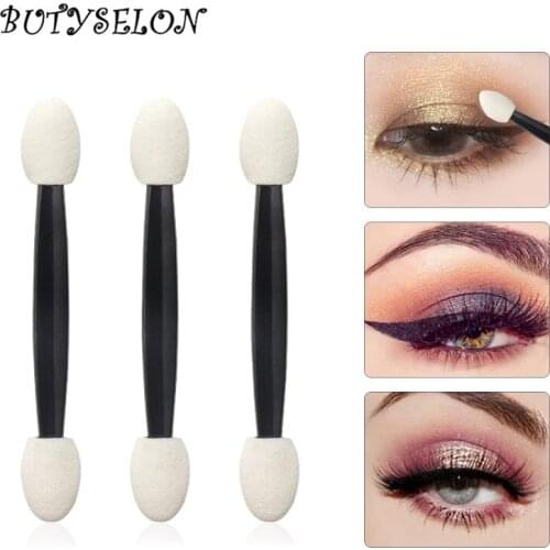 25pcs Disposable Eyeshadow Brush Dual Sided Sponge Nylon Stick Sets Make Up Eye Shadow Brushes For Cosmetic Applicator Makeup