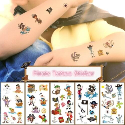 10pcs/pack Anime Waterproof Funny Cartoon Children Disposable Tattoo Stickers Pirate Tattoo Stickers Childrens Christmas Toys