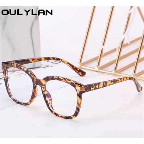 Oulylan Square Glasses Frame Women Fashion Anti Blue Light Spectacle Frames Men Classic Computer Eyewear Vintage Fake Glasses