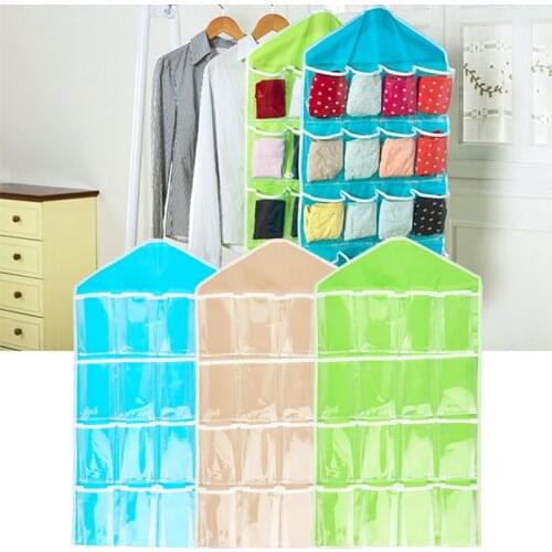 Hanging Storage Bag Clothing Hanging Organizers Shoe Rack Hanger Storage Organizer 16 Pockets Clear Over Door Hanging Bag