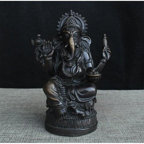 Multiple styles of pure copper like God of wealth sculpture ornaments, Tantric God like elephant trunk God of wealth ornaments