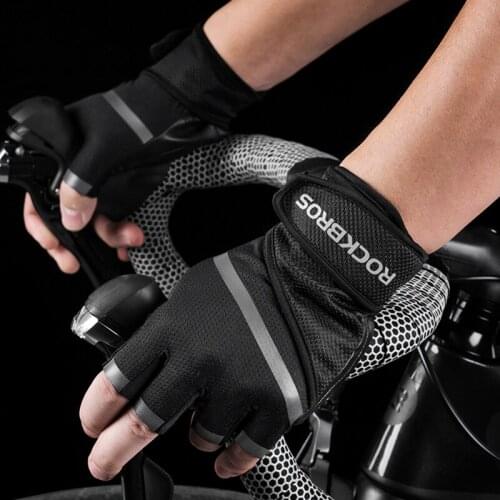 Rockbros Cycling Gloves Men Women Outdoor Sport MTB Bike Gloves Half Finger Breathable Bicycle Gloves Guantes Ciclismo