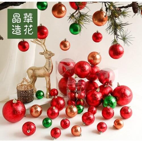 6-15cm Christmas ball red gold crystal ball tree pendant Christmas circle hanging ball