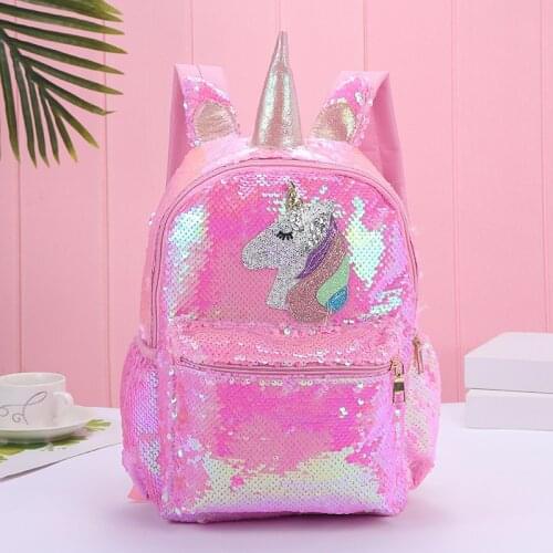 Girl Sequin Mermaid Backpack Children Large Zipper Unicorn Schoolbag Teenager Hologram Heart Love Backpack For School Travel Bag