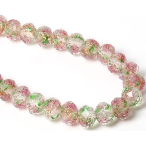 Light Pink Murano Transparent Flower Lampwork Crystal Glass Beads Faceted Rondelle Spacer Beads For Jewelry Bracelet Diy Making
