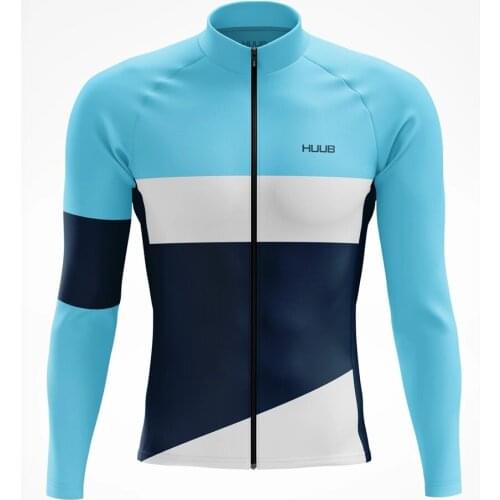 Iron Pattern Long Sleeve Thermal Jersey SkyBlue/Navy Men Ciclismo Masculino Bicycle Maillot Go Professional Jacket Bike Jaqueta