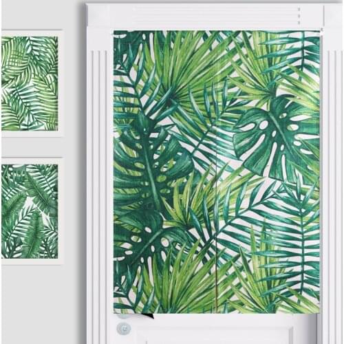 Tropical Rain Forest Botanical Door Curtain Linen Tapestry Study Bedroom Home Decor Bedroom Kitchen Curtain Customizable