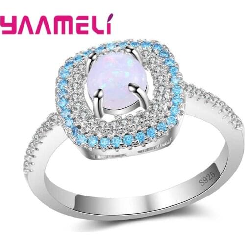 Gorgeous Noble Fashion Australia Fire Opal Stone Rings For Women 925 Sterling Silver Wedding Jewelry Kunckle Rings