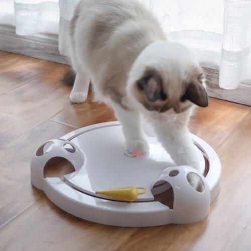 Pet Cat Catching Mouse Toy Rotate Electronic Rat Teasing Kitten Crazy Turntable Adjustable Speed Interactive Toy Cat Accessories