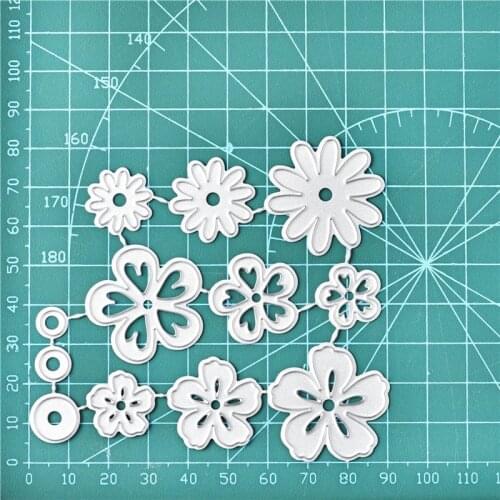 YaMinSanNiO 12Pcs Flowers Metal Cutting Dies Daisy DIY Etched Dies Craft Paper Card Making Scrapbooking Embossing New 2020