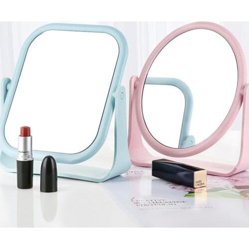 360 degree rotating mirror new wheat double-sided dressing mirror dormitory student desk top dressing mirror large Princess mirr