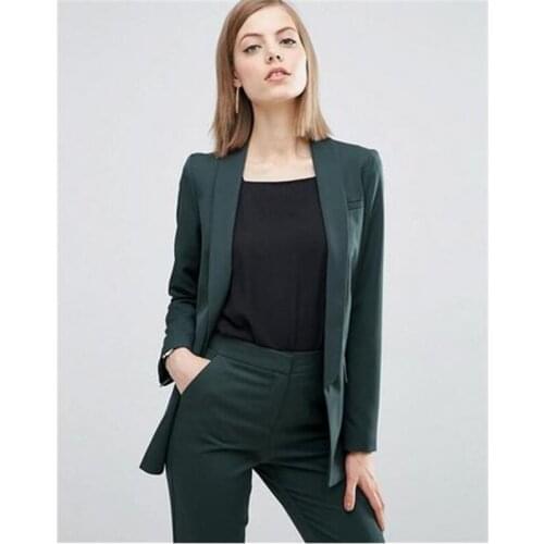 Green Women Notch Lapel Jacket+Pants Women Business Suits Women Pantsuit Office Uniform Style Female Trouser Suit Custom Made