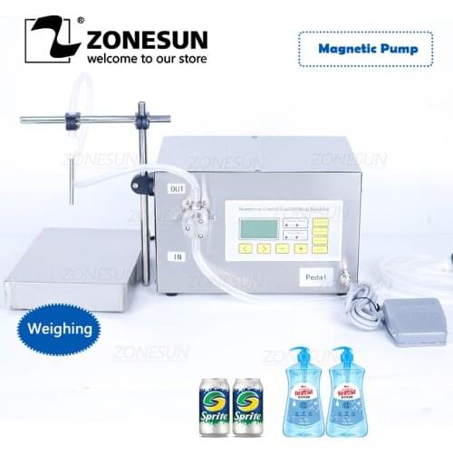 ZONESUN ZS-MP251W Magnetic Pump Strong Acid Liquid Edible Oil Liquor Filling and Weighing Machine Milk Juice Water Bottle Filler