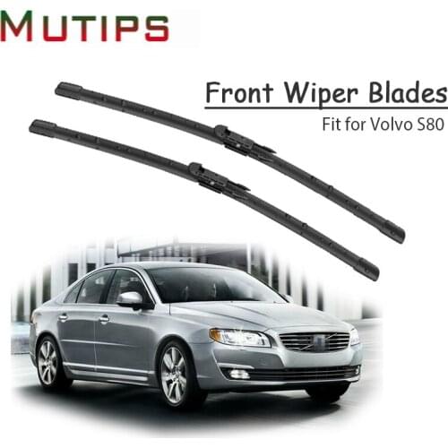 1Set Rubber Car Front Wiper Blade Kit For Volvo S80 2016 2015 2014 2013-1998 Windscreen Wiper Original Replace Strip Accessories