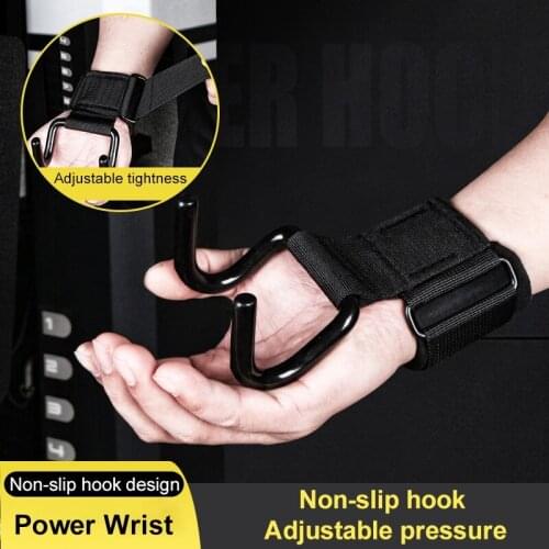 1 Pair Weight Lifting Hook Hand Bar Wrist Straps Gloves Fitness Gym Power Training Dumbbell Hook Support Arm Stretch Strap