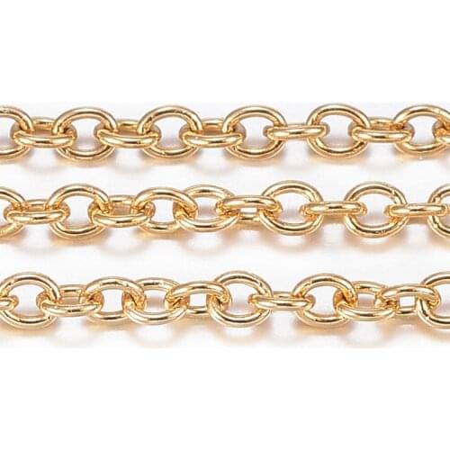 20m/roll 2x1.5x0.4mm 304 Stainless Steel Cable Chains Link Chain Soldered Oval for Jewelry Making DIY Bracelet Necklace Craft