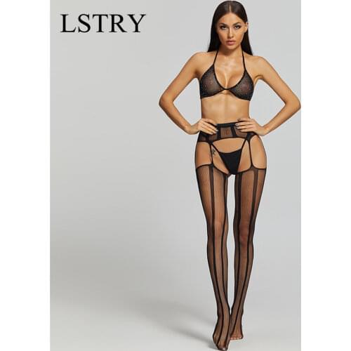 2021 Hollow Out Tights Lace Sexy Stockings Female Thigh High Fishnet Embroidery Transparent Pantyhose Women Black Lace Stocking