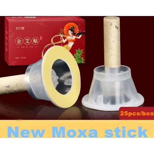 25pcs/Set Moxibustion Stick Smoke Roll Self-adhesive Moxa Chinese Medical Acupuncture Points Massage Sticker