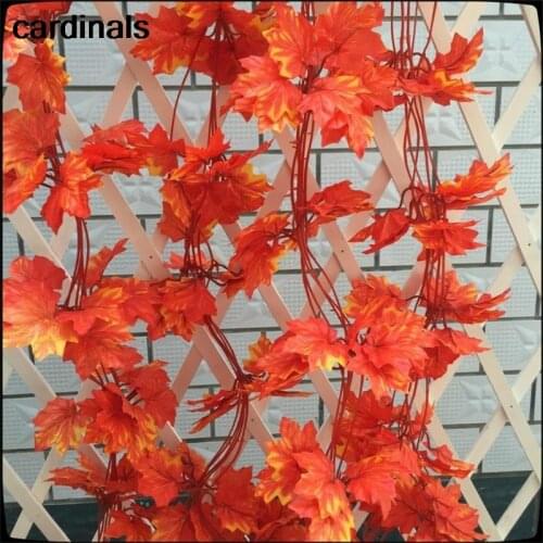 250cm Red Maple Leaf Simulation Rattan Vine Flower Fake Plastic Flowers Leaves Rattan For Home Wedding Party Garden Decor DIY