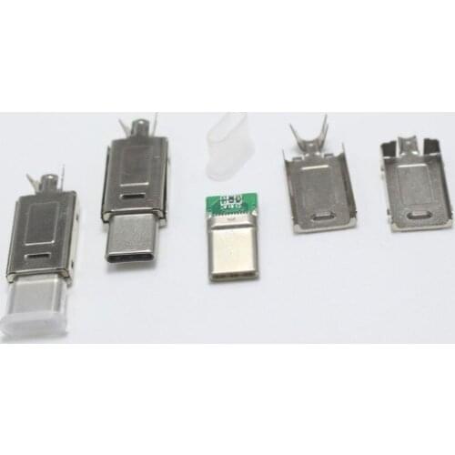 50Sets USB 3.1 Type-C to Type C Plug Double-sided plug for DIY Charging Connector for OD 3.0mm2 Cable