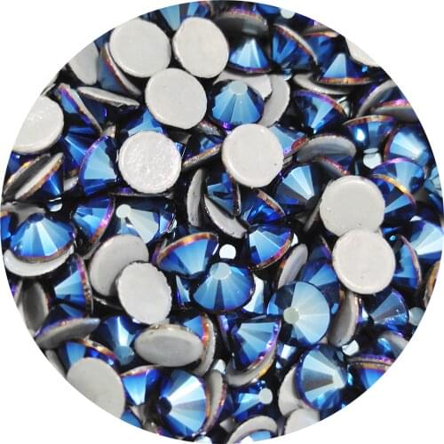 AAAAA Quality Flatback Metallic blue Hot Fix Rhinestones, Glass Strass Hotfix Iron On Rhinestones For Fabric garment