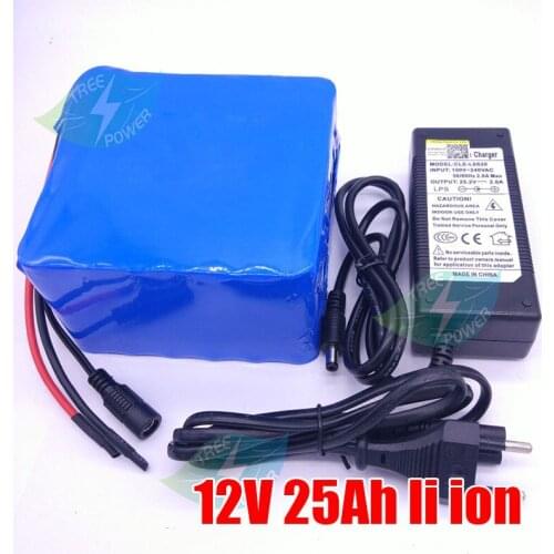 12v 25Ah battery 12v 25ah lithium ion battery pack for UPS Golf trolly 12v inverter motor Portable DC power boat tool +charger