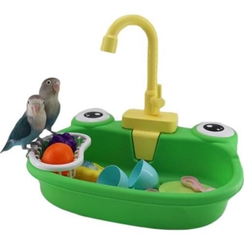 Bird Automatic Bathtub Parrot Perch Shower Pet Bird Bath Cage Basin Parrot Bath Basin Birds Accessories Parrot Toy