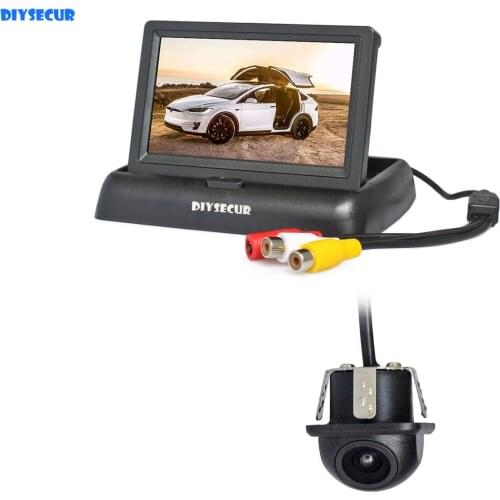 DIYSECUR Wired 4.3" Car Reversing Camera Kit Backup Car Monitor LCD Display Car Rear View Camera Parking System Kit