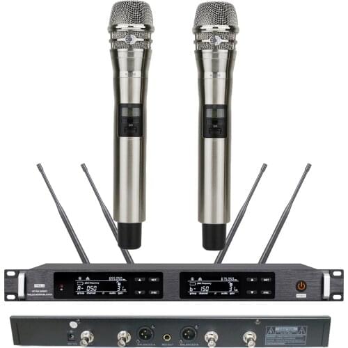 MICWL UR24D 300 Channel UHF Wireless Karaoke Microphone 2 KSM8 Handheld System For Stage Performance Singing True diversity 500m
