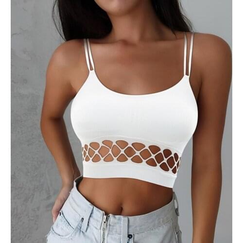 Sexy Hollow Sports Ligerie Women New Fashion Thin Strap Bra Crop Top Bustier Sleeveless Vest Sling Basic Bodybuilding Underwear