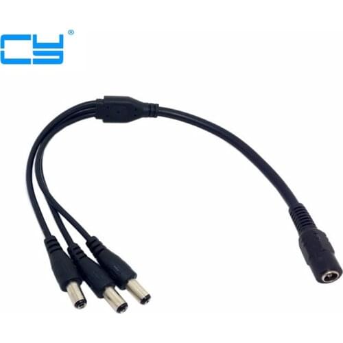 DC 5.5mm Power Jack Female Barrel to 3 Male Plug Barrel power Connector Splitter cord Cable for LED Light Controller