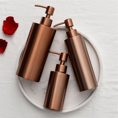 250ml 350ml 550ml Soap Dispenser Home Bathroom Shampoo Bottles Rose Gold Silver Stainless Steel Empty Refill Press Sub-bottle