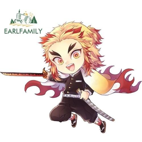 EARLFAMILY 13cm x 10.3cm Anime Demon Slayer Baby Rengoku Kyoujurou Car Sticker JDM Car Door Windows Decal Cartoon Car Styling