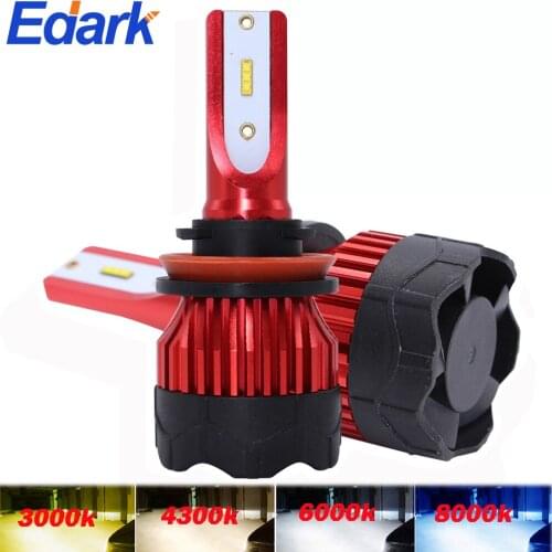 Edark H3 H1 H7 H4 H11 9007 Led Car Headlight Blubs 4500K 6000K 8000K 3000K 4300K 9005 9006 9007 Bulb Canbus CSP CHIP 60W Bright