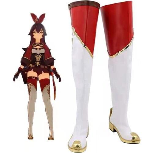 Game Genshin Impact Amber Cosplay Boot Shoes Amber Halloween Party Boots Shoes Unisex