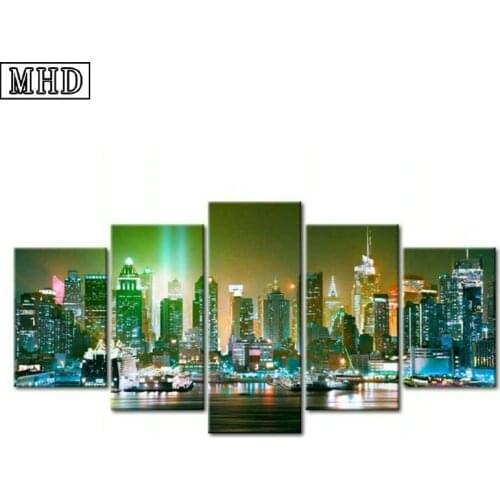 5 spell painting city landscape diamond painting suite living room decoration full square / round drill diamond embroidery