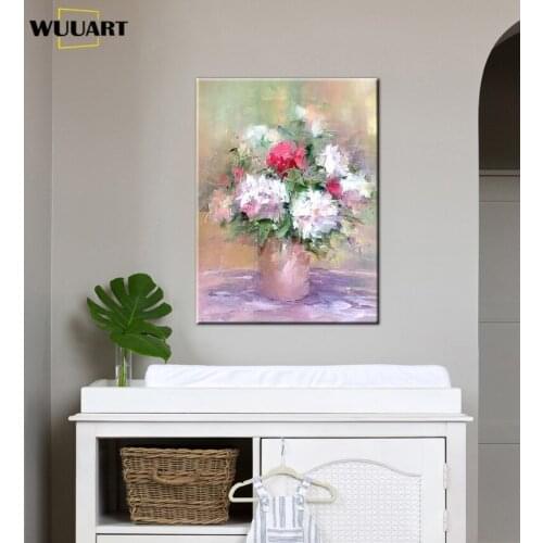 Beautiful flowers for home decorations 100% Handmade abstract canvas oil Paintings wall art Pictures for living room no framed