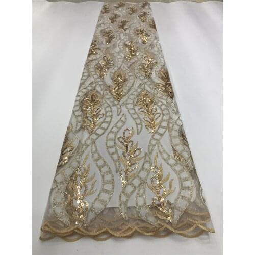 Luxury Sequins Africa Mesh Net Lace Handmade Fabric French Organza Tulle Material Latest Nigeria Velvet Embroidery For Dress